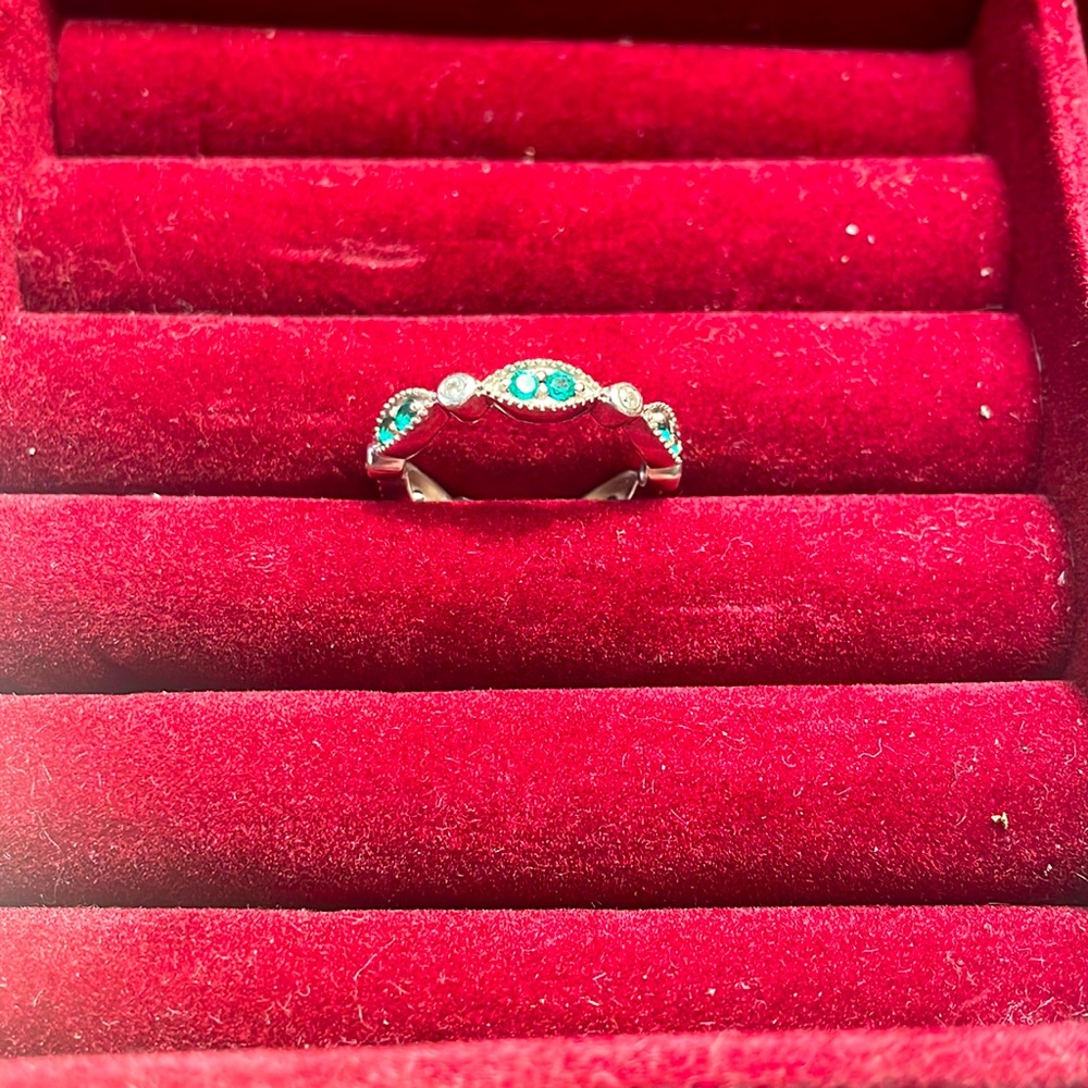 Sterling Silver Lab Created Emerald and White Sapphire Ring